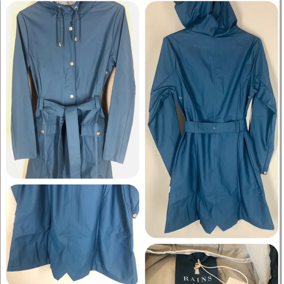 RAINS Curve Rain Jacket Blue XXS/XS NWT - Picture 3 of 9